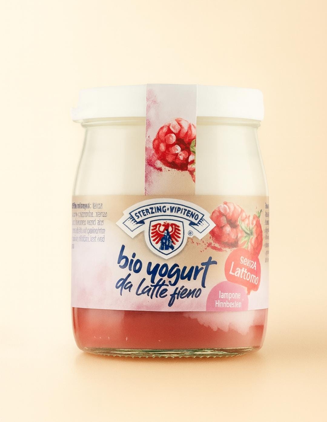 Yogurt biologico senza lattosio con marmellata di lamponi